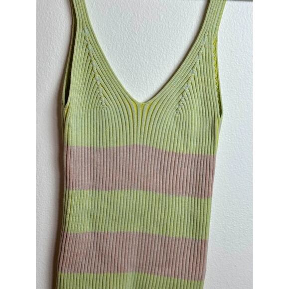 Rails Womens Stretch Ribbed V-Neck Pullover Knit Tank Top Pink and Green Size M - Picture 2 of 5